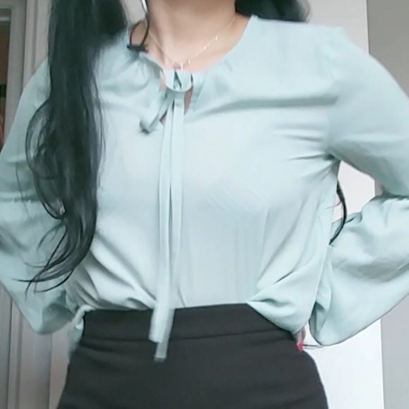 Karl lagerfeld mint green/aqua blouse - Picture 3 of 7